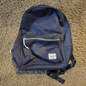 Herschel Supply Co. 14" Black Backpack + Red/White Striped Interior EUC